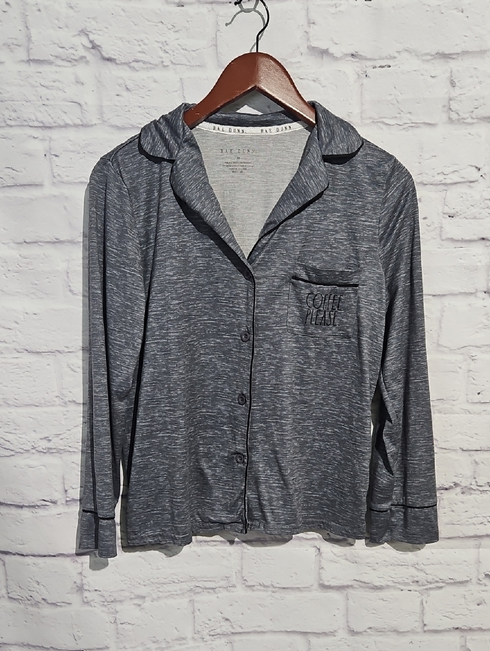 Rae Dunn Gray 'Coffee Please' Long Sleeve Pajama Top